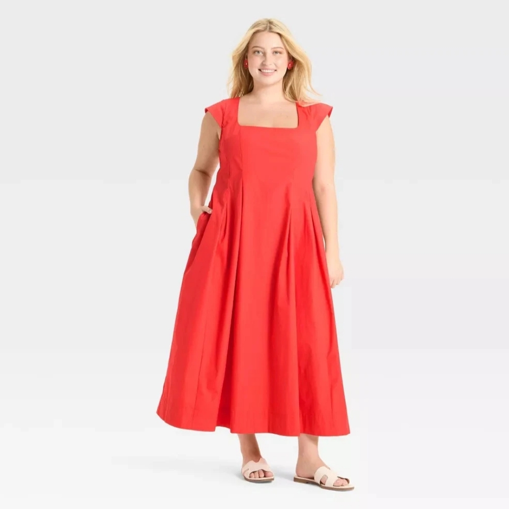 NWT Coral Short Sleeve Poplin Midi Dress Size 20